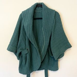 Oversized kimono bat sleeve forest green sweater cardigan, one size